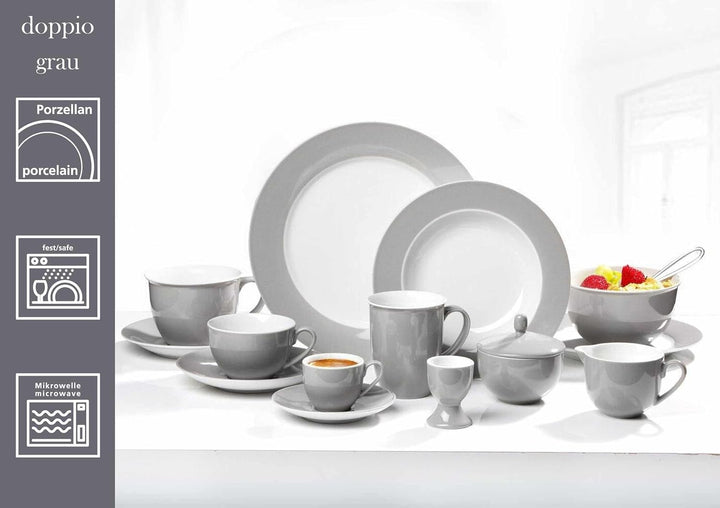 Ritzenhoff & Breker Doppio Suppenteller, 6er Set, Teller tief mit farbigem Rand, Essteller, Porzella