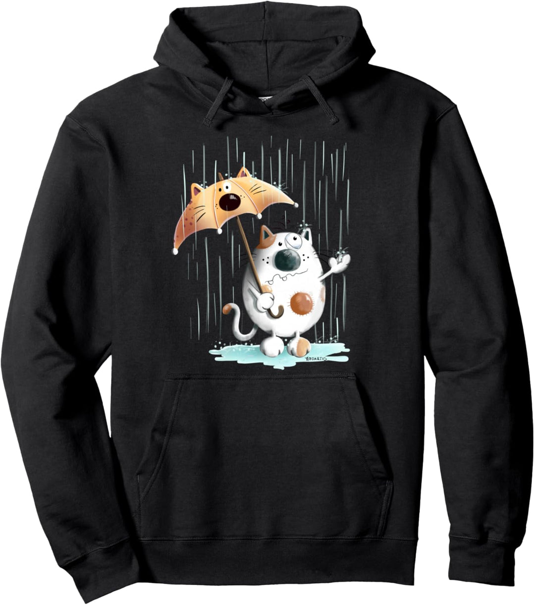 Lustige Katze mit Regenschirm I Katzenmotiv Katzen Fun Pullover Hoodie