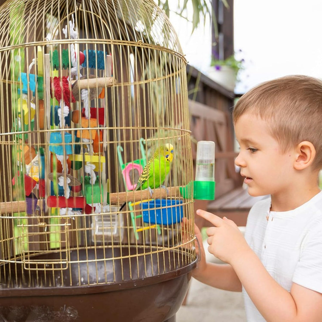 MQUPIN Grosser Vogel Papagei Spielzeug, Bunte Holzblock Kauen Papagei Spielzeug in verschiedenen For