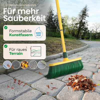 Novaliv Krallenbesen Set 40 cm Kunststoff mit Stiel Schneebesen Kratzbesen Rasenbesen Besen für drau