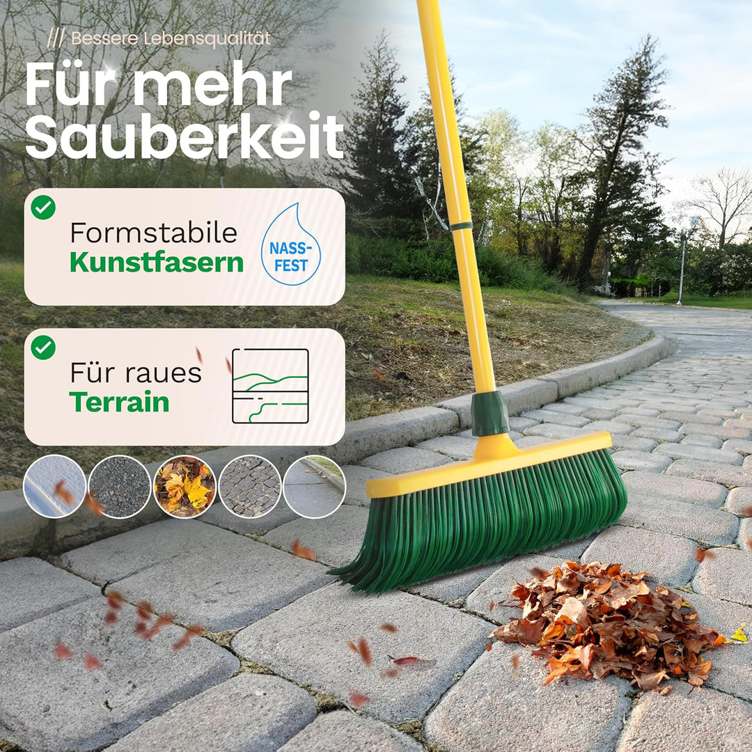 Novaliv Krallenbesen Set 40 cm Kunststoff mit Teleskopstiel gebogenen Borsten Gartenbesen Strassenbe