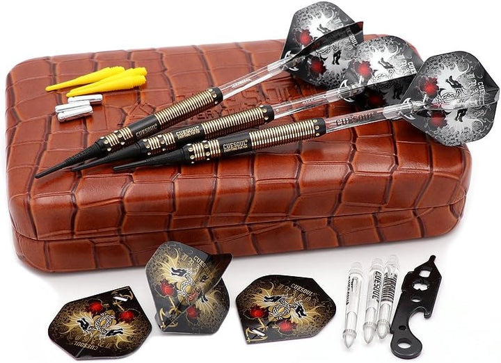 CUESOUL 16 Grams Deluxe Soft Tip Darts Set with Luxury Case（Dragon Series） JL-STL-B1102+D602, JL-STL