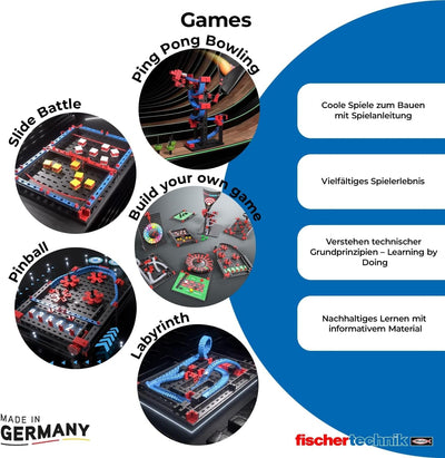 fischertechnik 564067 ADVANCED Build your own game – Baukasten für Kinder ab 7 Jahren, Konstruktions