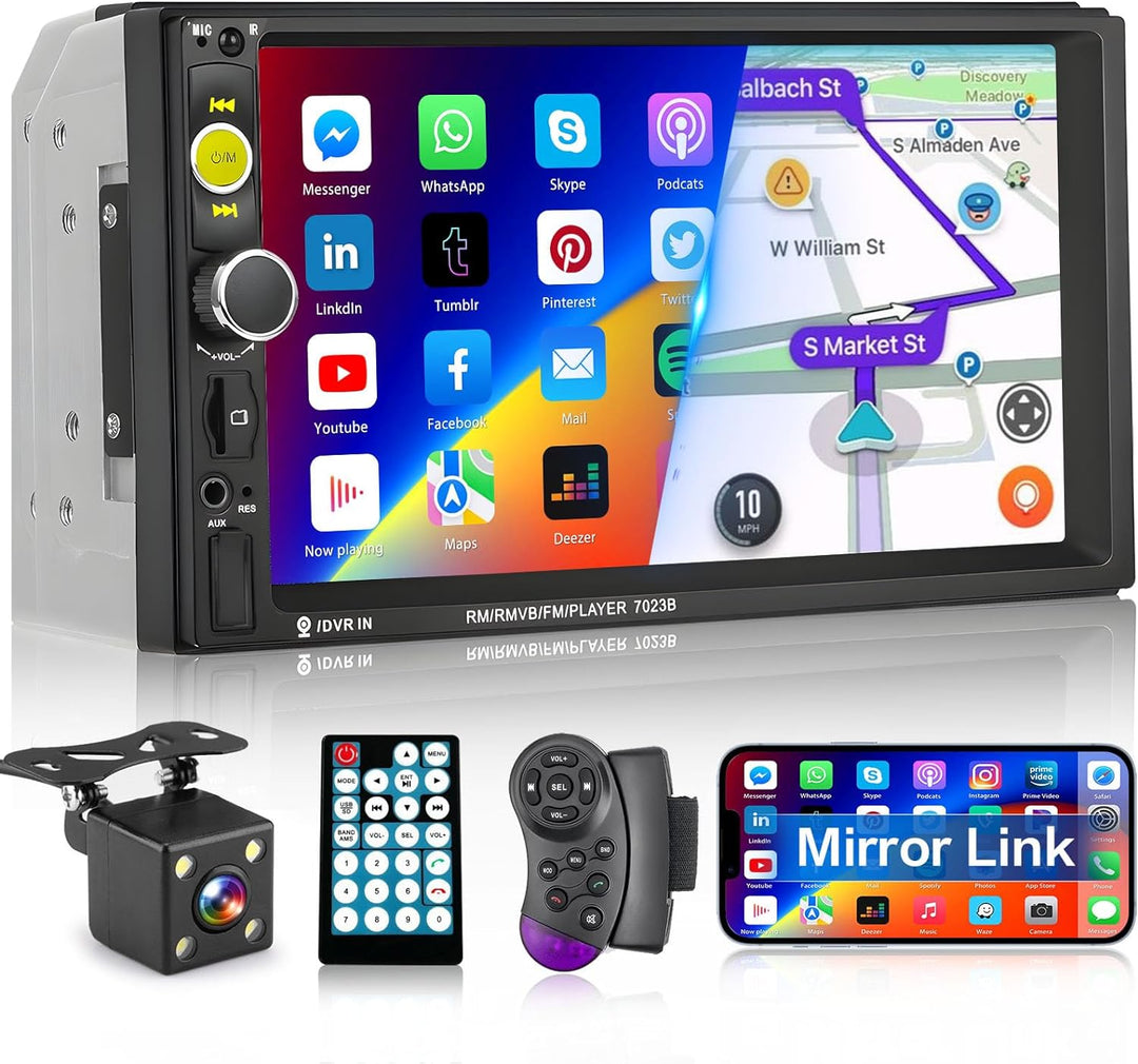Hikity Doppel Din Autoradio Bluetooth mit Bildschirm Autoradio mit Freisprecheinrichtung RüCkfahrkam