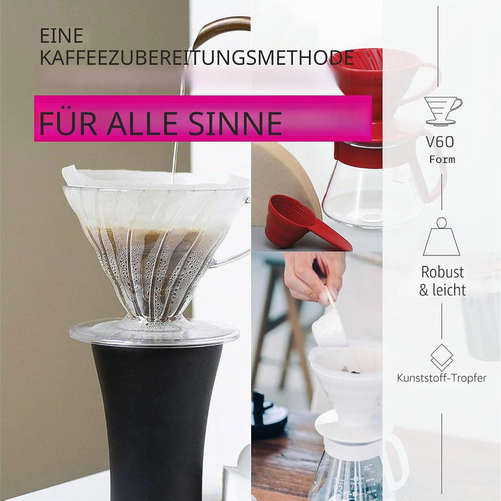 Hario V60 Kunststoff-Kaffeetropfer, Grösse 03, transparent Transparent 1-6 cups Kunstharz, Transpare