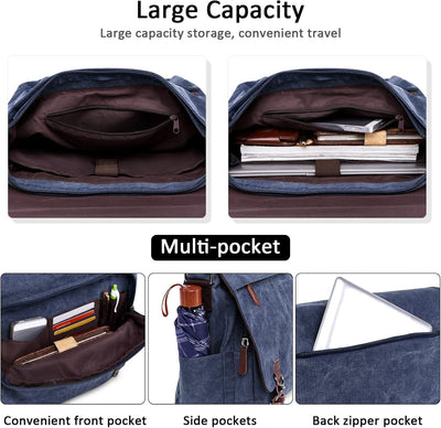 DORRISO Herren Umhängetasche Mode Schultertasche Leinwand Schultertaschen für 13.3 Zoll Laptop Kurie