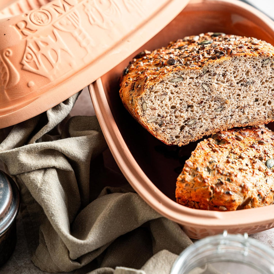 Römertopf Bräter Klassiker Keramik Dampfgarer aus Naturton für bis zu 2 Personen 1,5 Liter 1.5 Liter