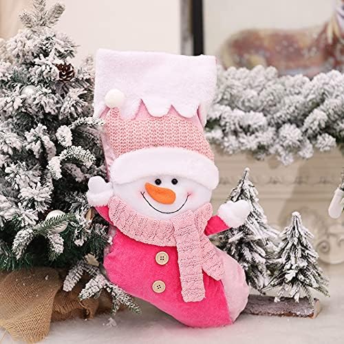 2 Stück Rosa Weihnachtsstrümpfe zum Befüllen, Nikolausstrumpf für Kinder und Erwachsene, Weihnachtsd