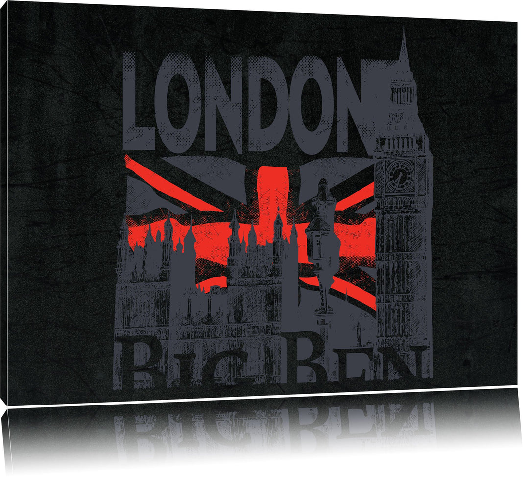 The Big Ben Black Format: 100x70auf Leinwand, XXL riesige Bilder fertig gerahmt mit Keilrahmen, Kuns