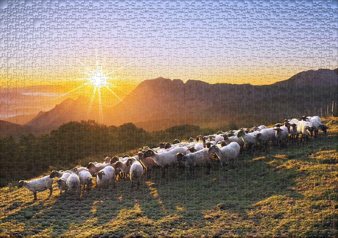 Ulmer Puzzleschmiede - Puzzle „Bergvolk“ - Klassisches 1000 Teile Tiere- und Landschaftspuzzle – Sti