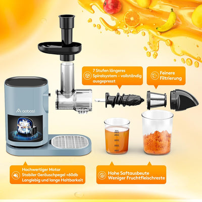 Aobosi Slow Juicer Entsafter Gemüse und Obst Profi Entsafter mit Ruhiger Motor & Umkehrfunktion & Sa