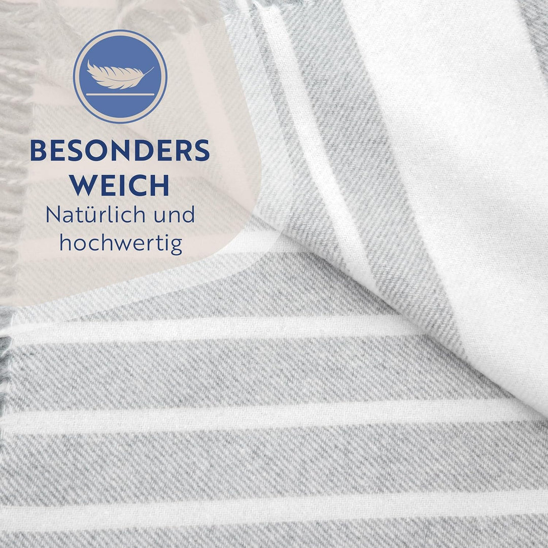 Nostra | Andora Merino Decke mit Kaschmir | Tagesdecke 140x200 | Wolldecke für Couch, Camping Sofa,