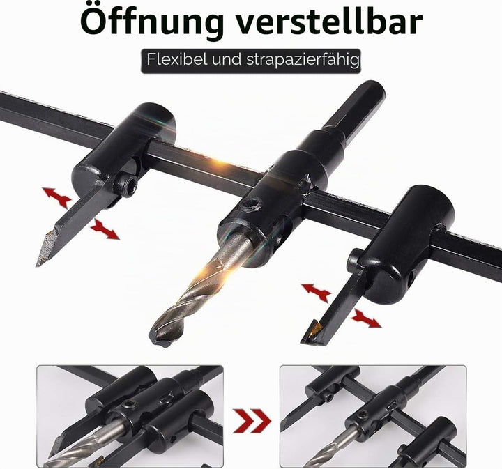 kreisschneider Verstellbar [Durchmesser: 30mm - 300mm], Verstellbar von 1 Zoll bis 5 Zoll Lochsägen