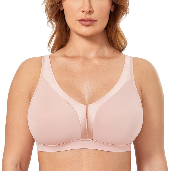 DELIMIRA Damen BH ohne Bügel Grosse Grössen Volle Abdeckung Glatter ohne Einlagen 95B Nacktes Rosa,