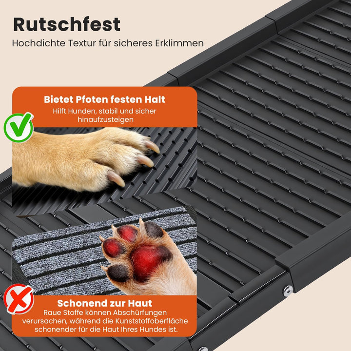 Hundeautorampe 170 x 41 cm,Extralange klappbare Hundetreppe mit Rutschfester Oberfläche, Schwerlast