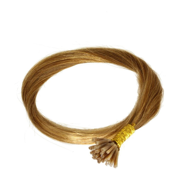 hair2heart 200 x Microring I-Tip Extensions aus Echthaar, 50cm, 1g Strähnen, glatt - Farbe 12 honigb