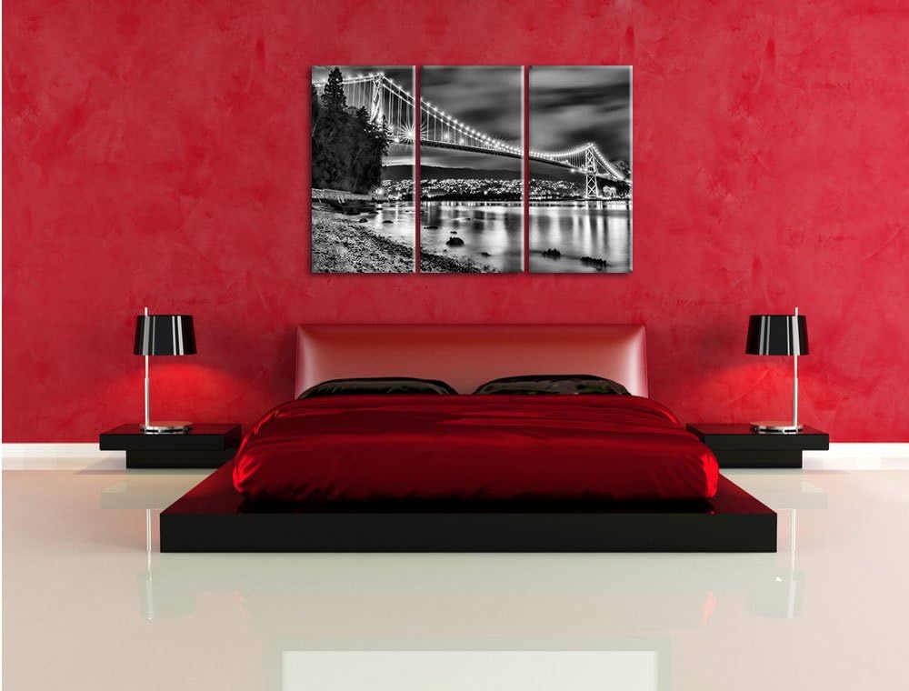 Pixxprint Lions Gate Bridge Vancouver als Leinwandbild/Grösse: 3 Teilig (120x80 cm) cm/Wandbild/Kuns