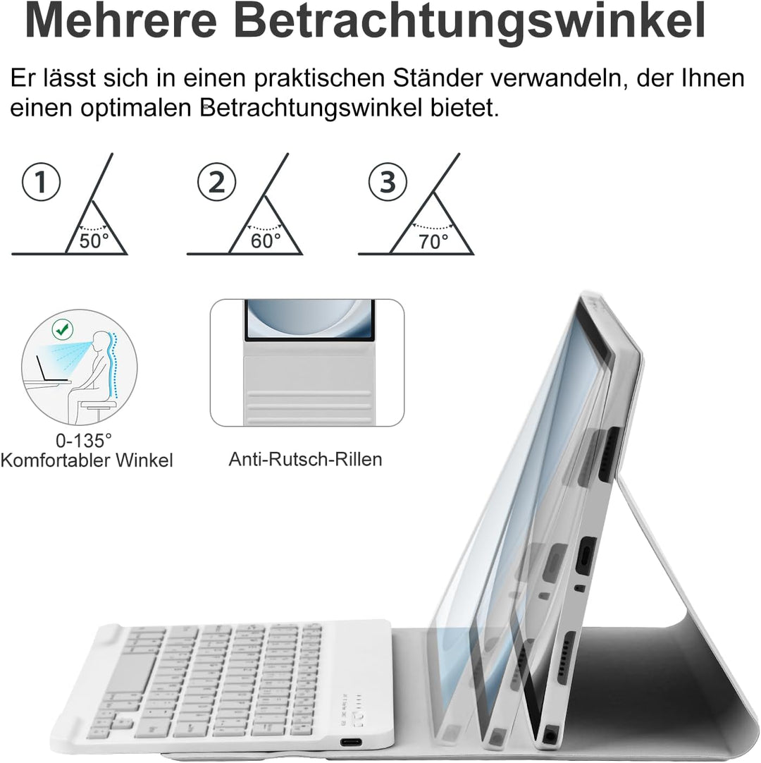 HOTLIFE Tastatur Hülle für Samsung Galaxy Tab А11+/А9+ 11 Zoll 2023/2025, Schutzhülle mit Automatisc