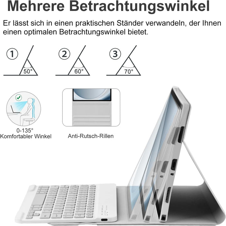 HOTLIFE Tastatur Hülle für Samsung Galaxy Tab А11+/А9+ 11 Zoll 2023/2025, Schutzhülle mit Automatisc
