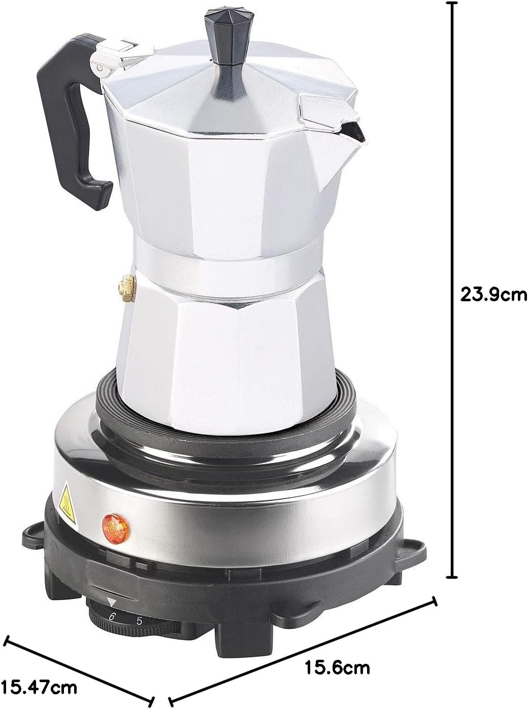 Rosenstein & Söhne Heizplatte: Elektrische Mini-Einzel-Kochplatte & Espresso-Kocher, 500 W, 3 Tassen