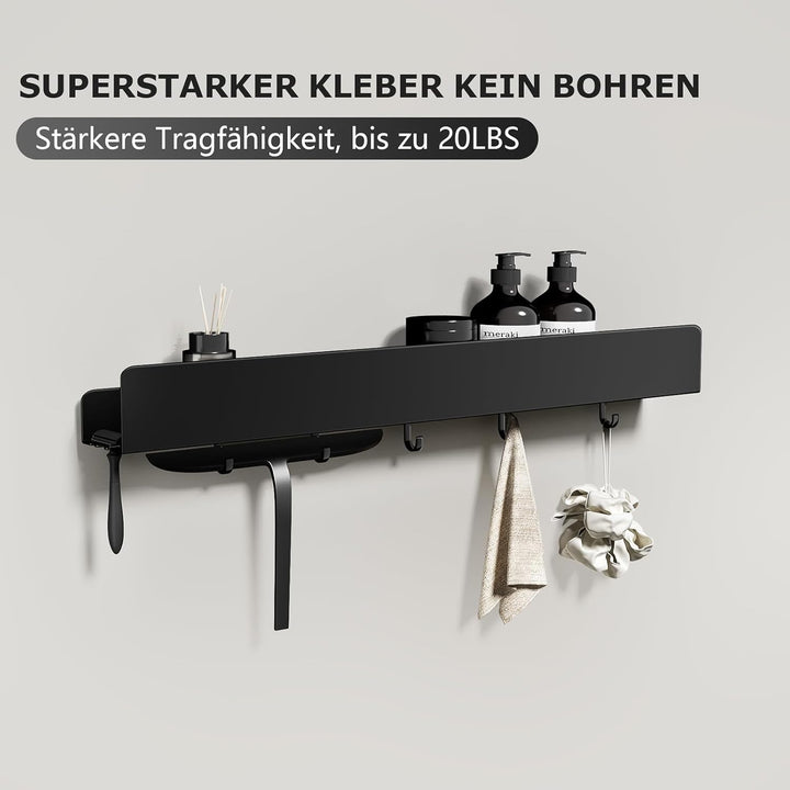 REKITA Duschablage ohne Bohren, Badezimmer Organizer 60 cm, Duschablage Edelstahl mit 5 Abnehmbaren
