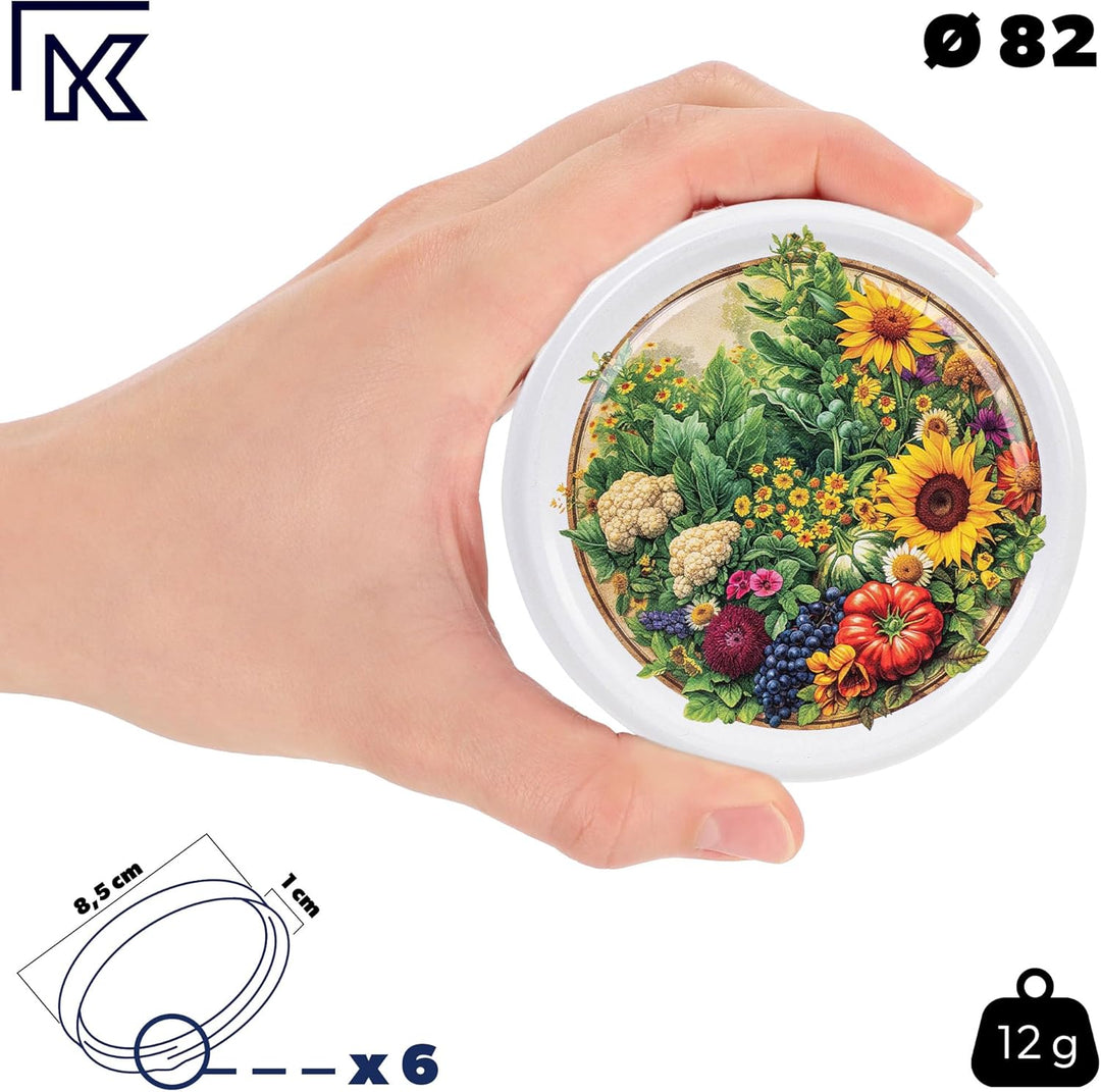 KADAX 10er Set Marmeladengläser 350ml TO82 Gemüsegarten, Einmachgläser Vorratsgläser Mason Jar mit S