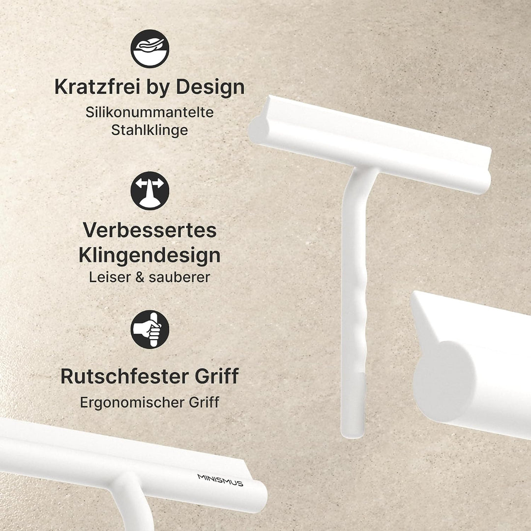 Minismus Duschabzieher - Abzieher für Dusche, Bad, Fliesen, Spiegel, Fenster - inkl. Magnet-Halterun