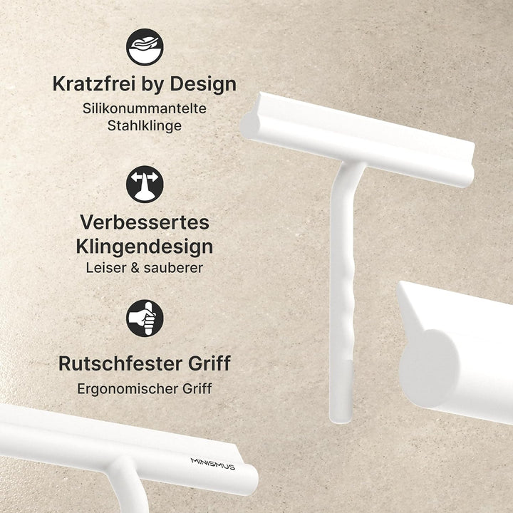 Minismus Duschabzieher - Abzieher für Dusche, Bad, Fliesen, Spiegel, Fenster - inkl. Magnet-Halterun