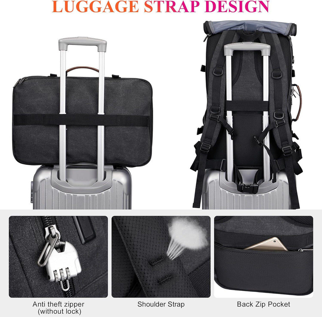 WITZMAN Reiserucksack Herren Gross 40L Canvas Vintage 3 in 1 Rucksack Fit 16 Zoll Laptop Rucksack fü