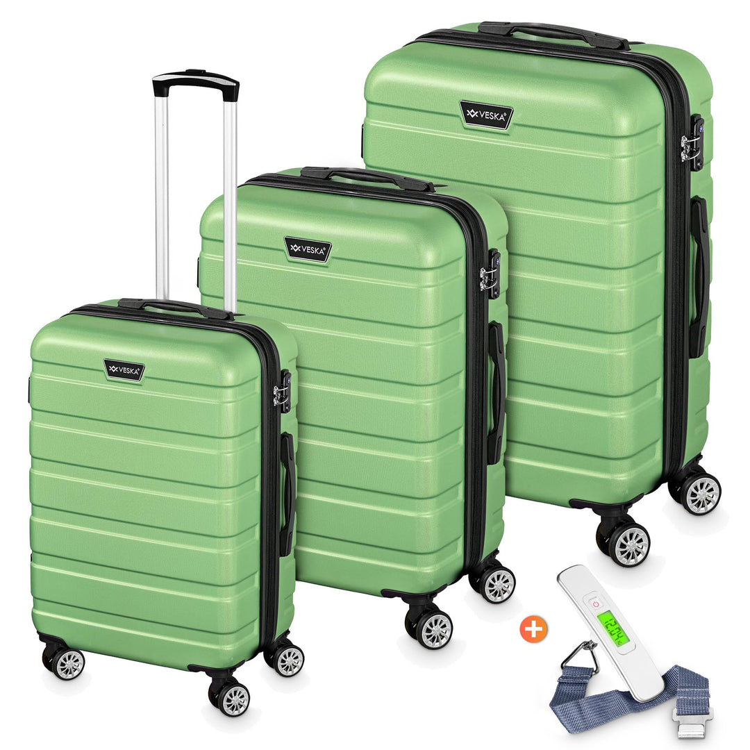 VESKA 3tlg. Hartschalenkofferset Hard Shell Reisekoffer Kofferset Trolley Koffer Hartschalenkoffer R
