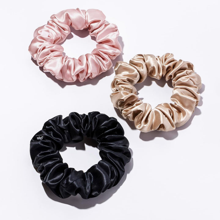 Slip Silk Grosse Scrunchies aus Seide - haarschonende Haargummis gegen Haarbruch - aus 100% Maulbeer