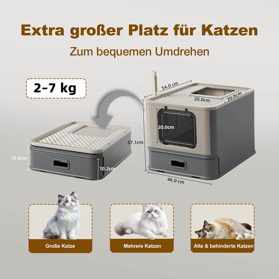 Pakeway Katzenklo aus Edelstahl Geschlossen mit 2 Einstiegsmöglichkeiten Grosse Hygienische Katzento