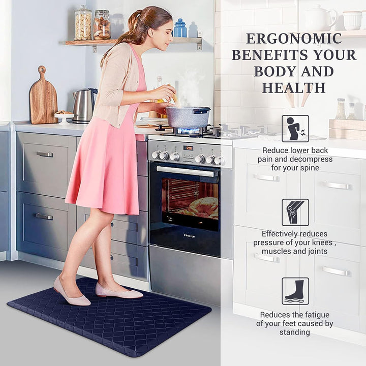 HappyTrends Küchenläufer, Anti-Ermüdungsmatten, 43,9 x 71,1 cm, rutschfest, wasserdicht, ergonomisch