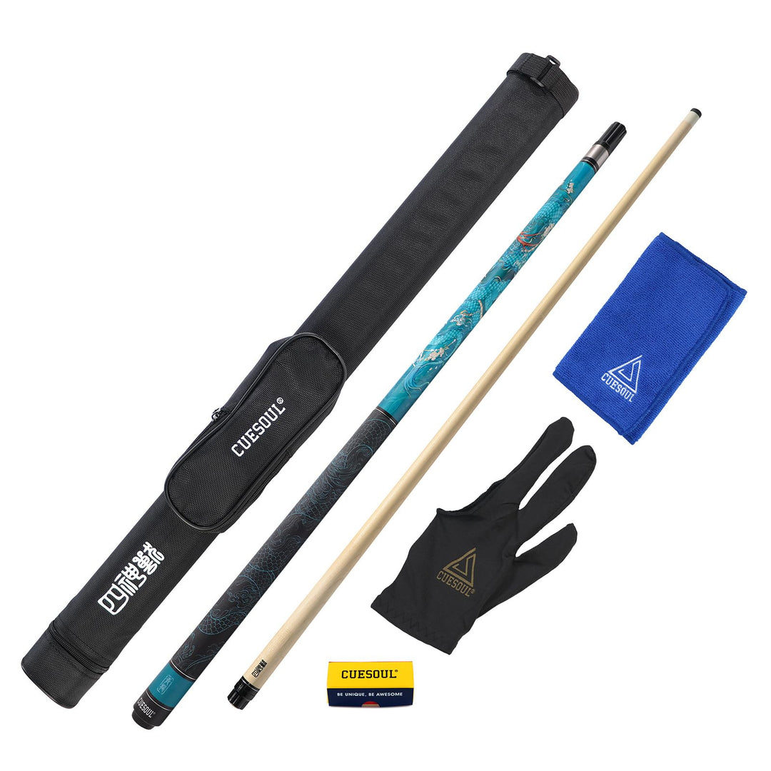 CUESOUL mythologische Symbole 58 Zoll 19oz Pool Cue Stick, 13mm TIPP qinglong, qinglong