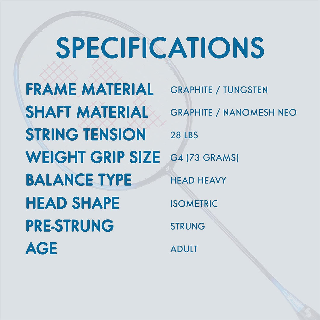 YONEX Smash Badmintonschläger (G4, 73 g, 12,7 kg Spannung) schwarzblau, schwarzblau
