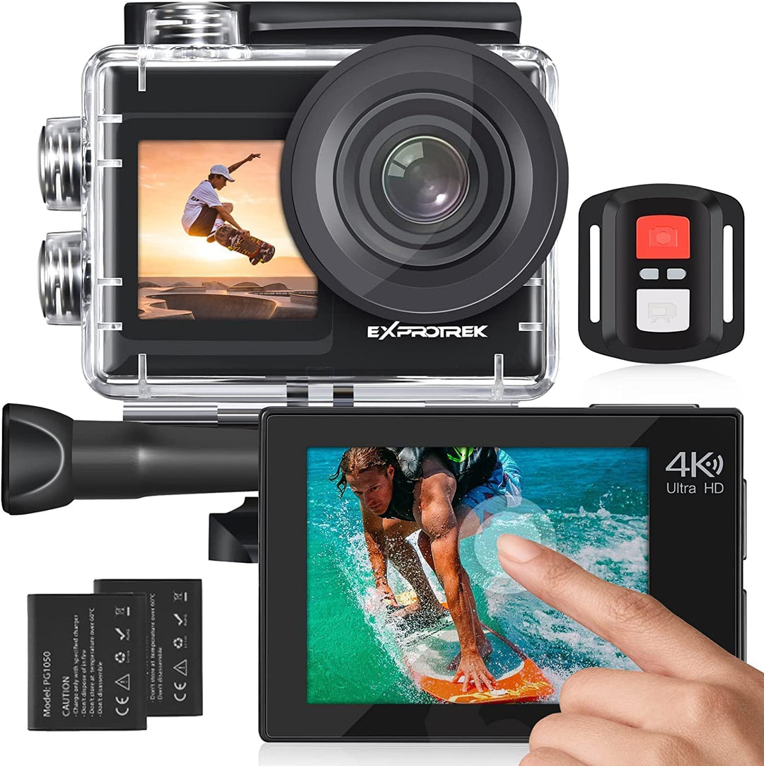 Exprotrek Action Cam 4K Unterwasserkamera Wasserdicht 40M Ultra HD 20MP Kamera 170 ° Ultra-Weitwinke