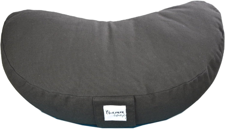Yoga und Pilates Kissen Halbmond 100% Baumwolle Bezug (42 x 20 x 12 cm) Schwarz, Schwarz