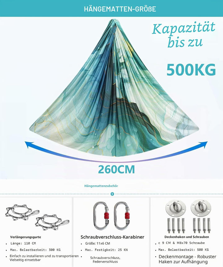 Yoga-Set für Erwachsene, Yoga-Zubehör, 500 kg Belastung, inkl. Kompletter Installationshardware Muti