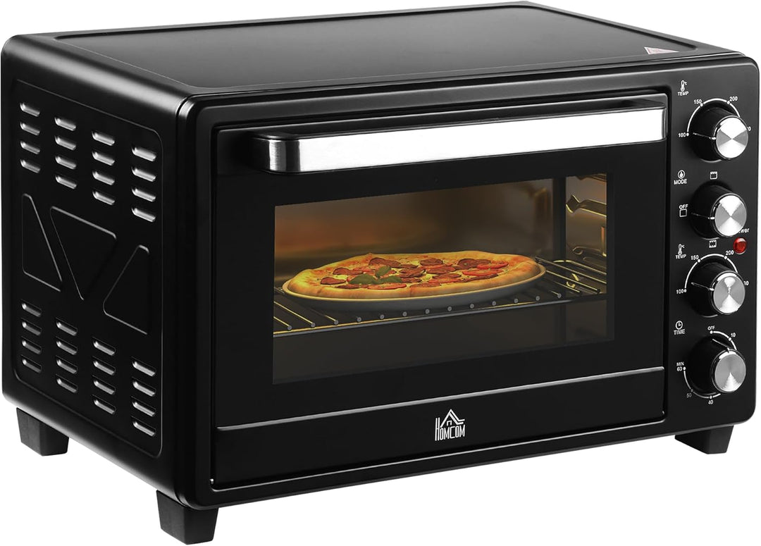 HOMCOM Mini Backofen 32L Mini Ofen mit Grillrost, Backblech, 3 Kochmodi 100 °C-230 °C einstellbare T