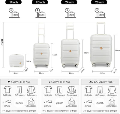 Sea choice Kofferset 4tlg Handgepäck Trolley Koffer mit Beautycase Hartschalen Polypropylene Reiseko