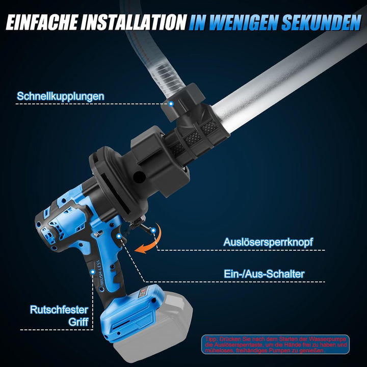 Regenfasspumpe für Makita 18V,Bürstenlon kompakt 10000 U/min mit 2 Geschwindigkeiten,Tragbare umpfpu