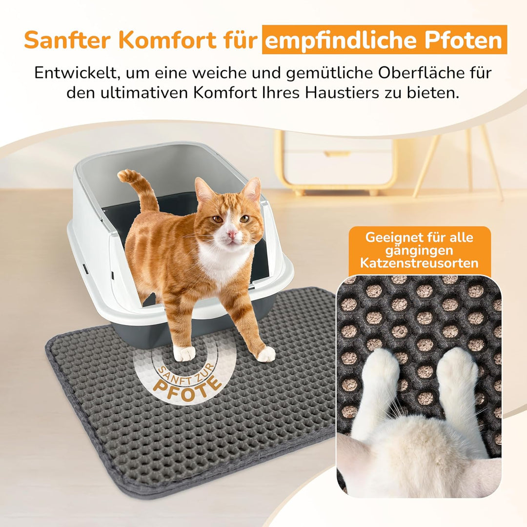 Katzenklo Matte 90x76cm Grau, Katzenstreu Matte, Katzenmatte, Unterleger für Katzenklo, Katzenstreum
