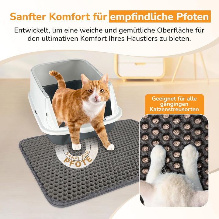 Katzenklo Matte 90x76cm Grau, Katzenstreu Matte, Katzenmatte, Unterleger für Katzenklo, Katzenstreum