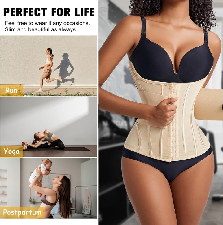 Korsett Damen Bauchweg Doppelte Verschlüsse, Waist Trainer Doppellagiges Verschlusssystem Bauchweggü