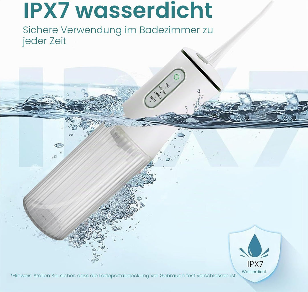 Wasserseide für Zähne Kabellose Zahndusche Munddusche, Elektrische Zahnreiniger mit 4 Modi 8 Strahls