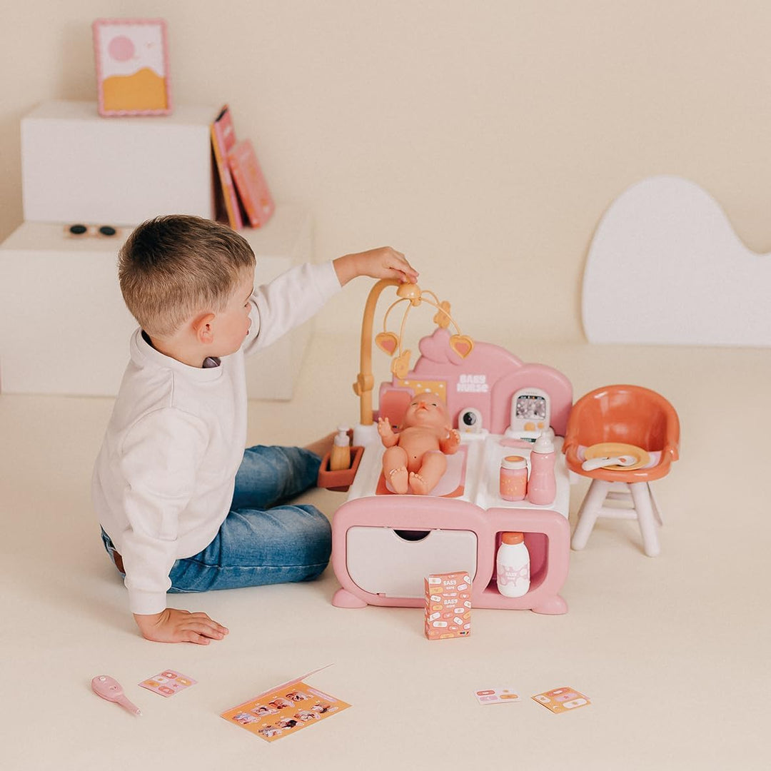 Smoby – Baby Nurse Cocoon 3-in-1 Puppenmöbel – Spielset mit Pflege-, Schlaf- & Essbereich – 16 Zubeh