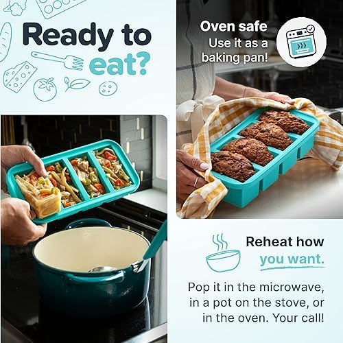 Souper Cubes 2-Cup Extra-Large Silicone Freezer Tray with lid- 2 Pack - Makes 4 Perfect 2 Cup portio