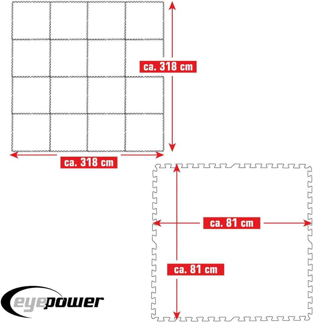 EYEPOWER 10,1 m² Poolunterlage - 16 Eva Matten 81x81 - Outdoor Pool Unterlage - Unterlegmatten Set 3