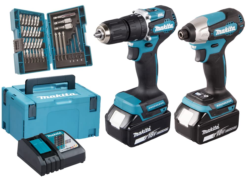 Makita DLX2414JX4 Akku-Set 18V (DTD157Z + DHP487Z + DC18RC + 2x BL1830B) im MAKPAC