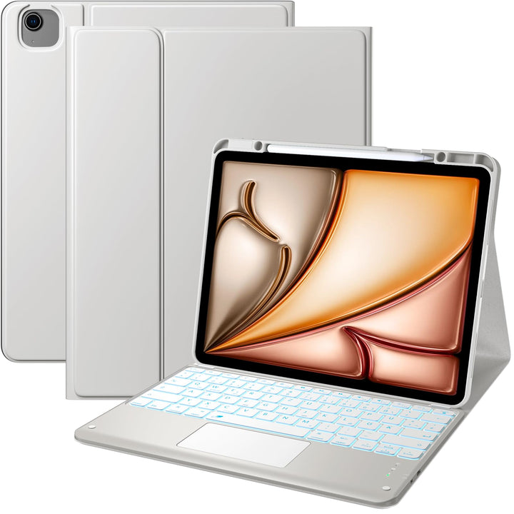 Vobafe Hülle mit Tastatur für iPad Air 13 Zoll 2025 M3/2024 M2, iPad Pro 12.9 (3. 4. 5. 6. Gen), QWE
